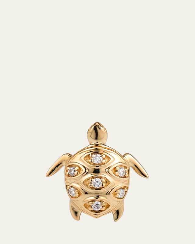 14K Turtle Earring with Marquise Eye Shell, Single
